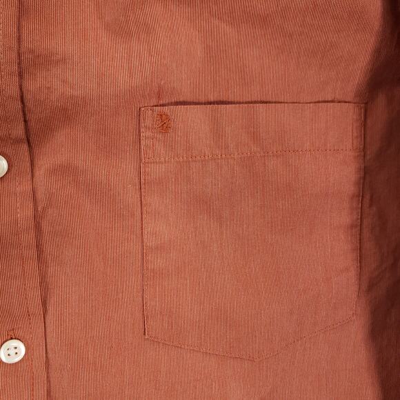 IZOD Shirt Men Extra Large Orange White Pinstripe Premium Essentials Button Down - Picture 5 of 11